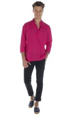 Chemise en coton pour homme avec col à boutons rose Jake 295830