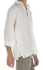 Chemise pour homme 100% coton avec imprimé verticale blanche Jared 295816