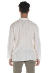 Chemise pour homme 100% coton avec imprimé verticale blanche Jared 295818