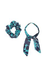 Chouchou 2en1 foulard amovible à fleurs bleu marine 332477