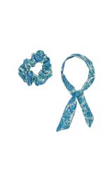 Chouchou 2en1 foulard amovible bleu à motifs paisleys 332542