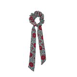 Chouchou 2en1 foulard amovible bleu et rouge à fleurs 347736