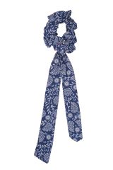 Chouchou 2en1 foulard amovible bleu fleurs 327597