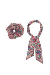Chouchou 2en1 foulard amovible rose à fleurs 327562