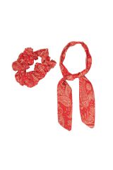 Chouchou 2en1 foulard amovible rouge bohème 327616