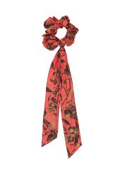 Chouchou 2en1 transformble en foulard  fleurs corail