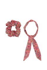 Chouchou 2en1 transformble en foulard  rose bonbon