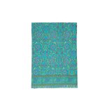 Foulard grand format imprimé bohème ethnique turquoise motif Amelia 347981