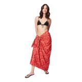 Grand foulard paréo femme bohème ethnique d'été rouge June 348144