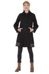Manteau brodé pour femme Ethnique et Chic Diamond Noir 285676