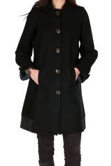 Manteau en laine avec doublure polyester et fermeture boutons Olvi 300725