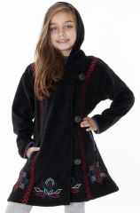 Manteau en polaire pour fille avec capuche de couleur noir 287621