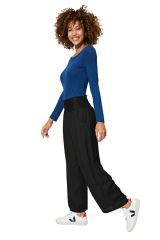 Pantalon ample pour femme couleur unie noire Selena