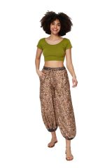 Pantalon chic pour femme imprimé ethnique à poches Agathe