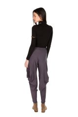 Pantalon chic pour femme original et ample gris Binta 298419