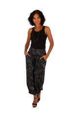 Pantalon femme ample noir avec un imprimé hippie-chic Eowyn