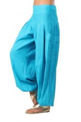 Pantalon femme bouffant turquoise Audric 267434