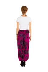 Pantalon femme rose ample imprimé de fleurs Carmine 305976