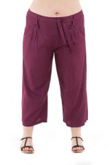 Pantalon grande taille simple coupe 3/4 et smocké violet Sully 295613