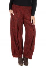 Pantalon hivers grande taille Rouge ample imprimé et original Stepha 298468