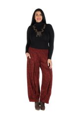 Pantalon hivers grande taille Rouge ample imprimé et original Stepha 298469