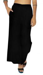 Pantalon noir pas cher ample et léger en coton pour femme 317033