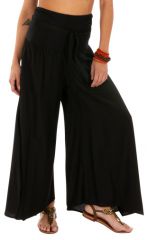 Pantalon noir pour femme large et évasé très ample Monika 311065