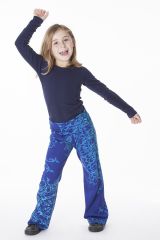 Pantalon pour fille bleu original et imprimés Liviane 286472