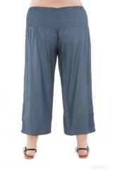 Pantalon size + agréable coupe 3/4 et smocké gris Sully 295630