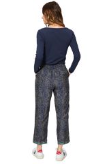 Pantalon streetwear femme mode bohème bleu graphique Rhéa