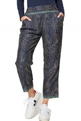 Pantalon streetwear femme mode bohème bleu graphique Rhéa