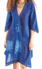 Robe Asymétrique forme Kimono Originale et Ethnique Kashia Bleue 281968