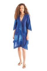 Robe Asymétrique forme Kimono Originale et Ethnique Kashia Bleue 281969