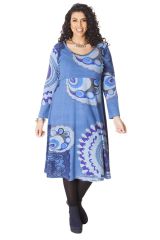 Robe Bleue Ambraza pour femme pulpeuse Ethnique et Colorée 286263