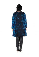 Robe bleue évasée en coton d'automne Birsha 301632