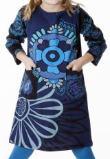Robe bleue pour fille avec un imprimé de fleurs 287282