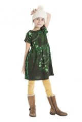 Robe colorée pour petite fille pas chère de couleur vert 302253