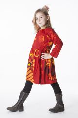 Robe colorée rouge élastiquée à la taille pour enfant 287296