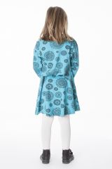Robe courte bleue à col rond pour enfant en coton 286385