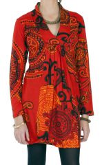 Robe courte d'hiver Chic et Ethnique Ticali Rouge 287218