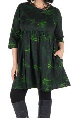 Robe courte et imprimés camaieu vert Forest 301704