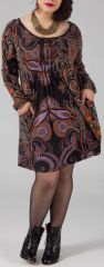 Robe courte femme pulpeuse Ethnique et Originale Kadia Noire 274883