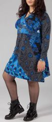 Robe courte grande taille Colorée et Originale Kaaly Bleue 274874