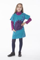 Robe courte imprimée pour fille de couleur bleu 287252