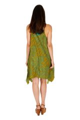 Robe courte verte asymétrique et imprimée Clara 307021