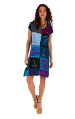 Robe d'été pour femme ethnique et colorée Jimma bleue 314222