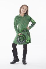 Robe fille verte effet tunique avec imprimés Myrtille 286537