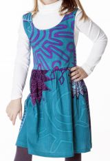 Robe imprimée ethnique pour petite fille de couleur bleu 287412