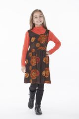 Robe imprimée ethnique pour petite fille de couleur marron 287420