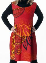 Robe imprimée ethnique pour petite fille de couleur rouge 287408